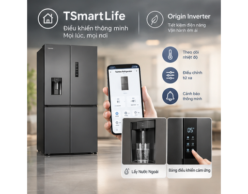 [Đặt Trước] Tủ Lạnh Inverter 515L GR-RF675WI-PMV(06)-MG Toshiba ảnh 7