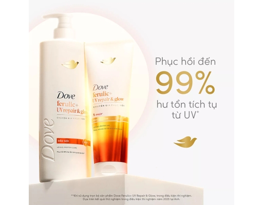 Dầu Gội Chăm Sóc Tóc Serum Ferulic + UV Repair & Glow 350g Dove ảnh 3