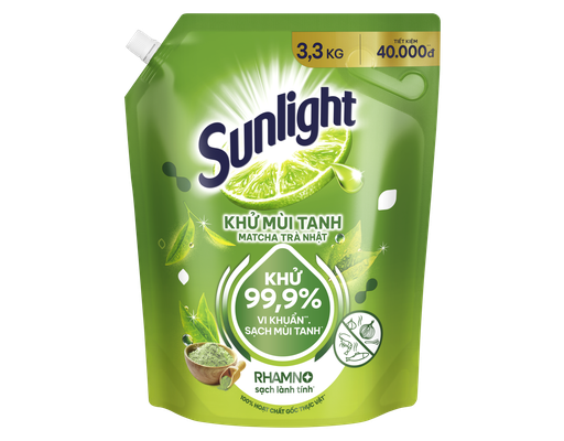 Nước Rửa Chén Bát Matcha Trà Nhật Khử Mùi Tanh - Túi 3.3kg Sunlight ảnh 0