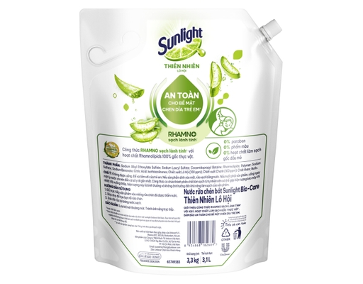 Nước Rửa Chén Bát Thiên Nhiên Lô Hội - Túi 3.3kg Sunlight ảnh 1