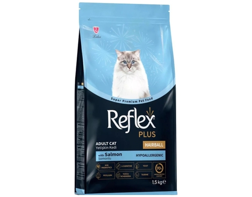 Thức Ăn Cho Mèo Tiêu Búi Lông Vị Cá Hồi 1.5kg Reflex Plus ảnh 0