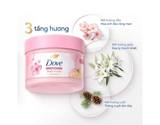 Tẩy Tế Bào Chết Dưỡng Ẩm Toàn Thân Hương Hoa Anh Đào 280g Dove ảnh 6