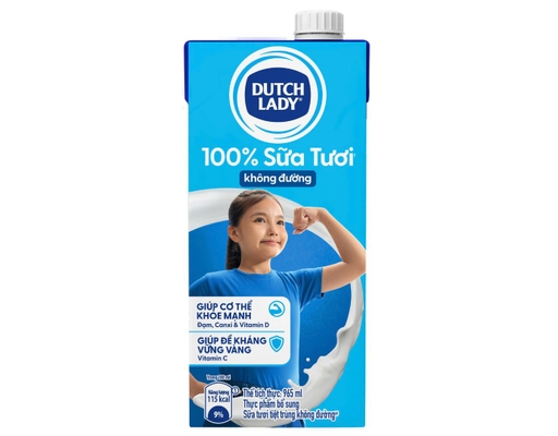 Sữa Tươi Tiệt Trùng Dutch Lady Cô Gái Hà Lan Không Đường Hộp 965ml Dutch Lady ảnh 0