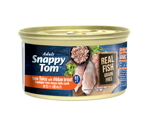 Pate Thịt Trắng Cá Ngừ & Ức Gà Lon 85g Snappy Tom ảnh 0