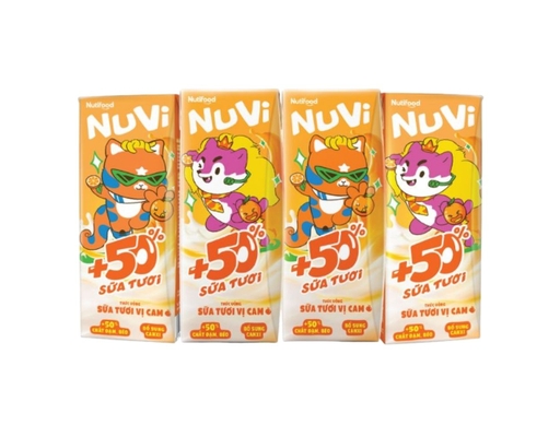 Lốc 4 Thức Uống Sữa Tươi Trái Cây Vị Cam 180ml Nuvi ảnh 0
