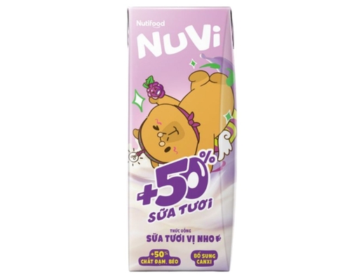 Lốc 4 Thức Uống Sữa Tươi Trái Cây Vị Nho 180mlx4 Nuvi ảnh 1