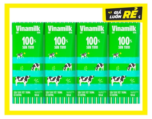 Lốc 4 Hộp Sữa Tươi Tiệt Trùng Có Đường Vinamilk 180ml Vinamilk ảnh 0