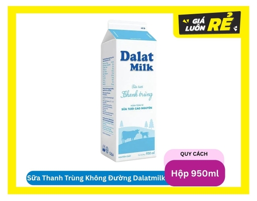 Sữa Thanh Trùng Không Đường 950ml Dalatmilk ảnh 0