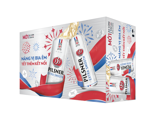 Thùng 24 lon bia 333 Pilsner Extra Smooth 4.3% lon 330ml | AEOENSHOP