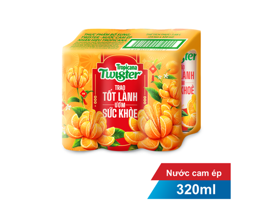 Lốc 6 Lon Cam Ép Sleek 320ml Twister ảnh 1