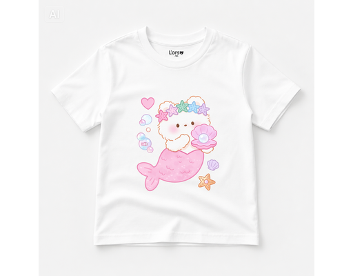Áo Thun Bé Gái Nàng Tiên Cá Bé Nhỏ Màu Trắng L'orso ảnh 0