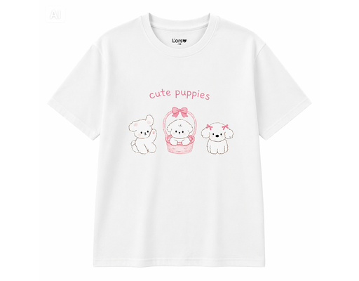 Áo Thun Bé Gái Cute Puppies Màu Trắng L'orso ảnh 1