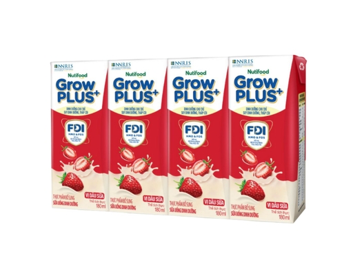 Lốc 4 Hộp Sữa Uống Dinh Dưỡng Vị Dâu Sữa 180ml Growplus+ ảnh 0