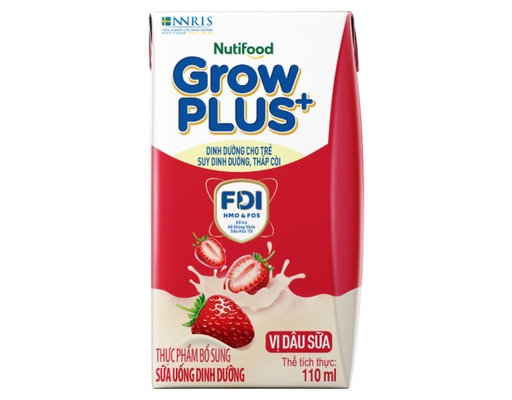 Lốc 4 Hộp Sữa Uống Dinh Dưỡng Vị Dâu Sữa 110ml Growplus+ ảnh 1