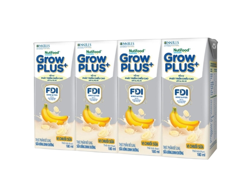 Lốc 4 Hộp Sữa Uống Dinh Dưỡng Vị Chuối Sữa 180ml Growplus+ ảnh 0