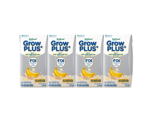 Lốc 4 Hộp Sữa Uống Dinh Dưỡng Vị Chuối Sữa 110ml Growplus+ ảnh 0