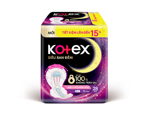 Băng Vệ Sinh Ban Đêm Có Cánh 28cm 12 Miếng Kotex ảnh 0