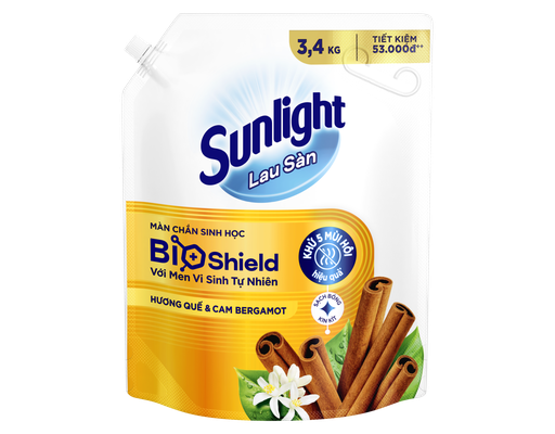 Nước Lau Sàn Tinh Dầu Thảo Mộc Quế & Cam 3.4kg Sunlight ảnh 0