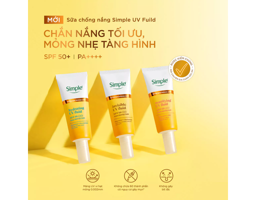 Kem Chống Nắng Mỏng Nhẹ Invisible UV Fluid 40ml Simple ảnh 3