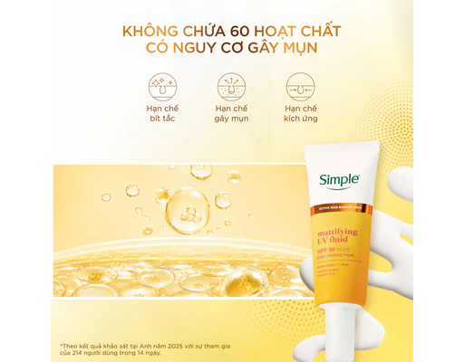 Kem Chống Nắng Kiềm Dầu Thoáng Mịn Mattifying UV Fluid 40ml Simple ảnh 3