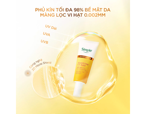 Kem Chống Nắng Kiềm Dầu Thoáng Mịn Mattifying UV Fluid 40ml Simple ảnh 4