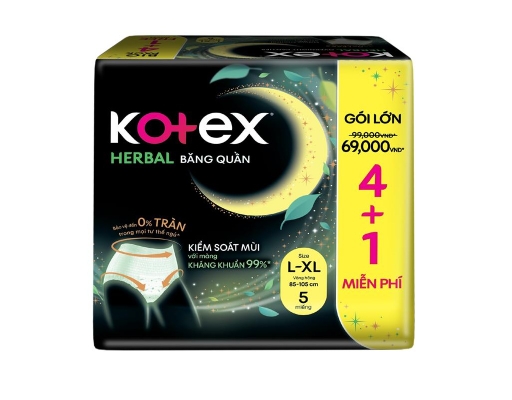Băng Vệ Sinh Băng Quần Thảo Dược Cỡ L/XL (4+1 Miếng)X8 Kotex ảnh 0