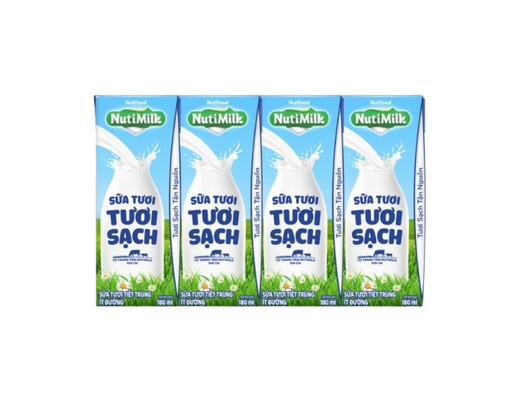 Lốc 4 Hộp Sữa Tươi Tiệt Trùng Ít Đường 180ml Nutimilk ảnh 0
