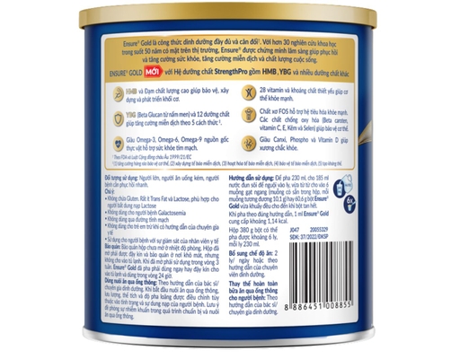Sữa Bột Ensure Gold Hương Vani 380g Abbott ảnh 1