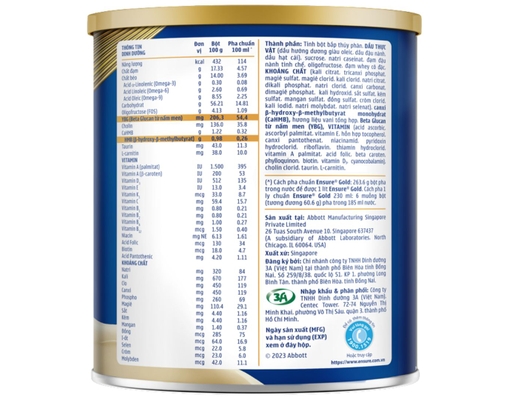 Sữa Bột Ensure Gold Hương Vani 380g Abbott ảnh 2