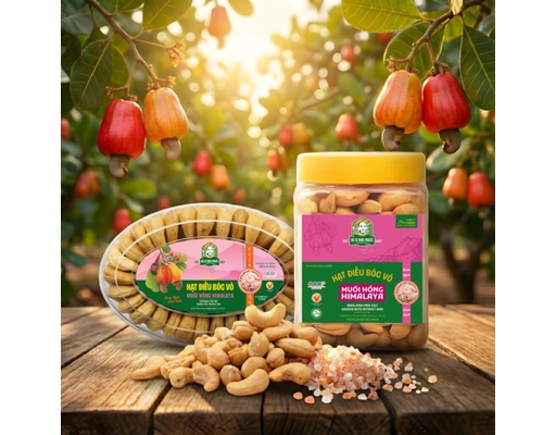 Hạt Điều Vỏ Lụa Muối Hồng Himalaya Hộp 400g Bà Tư ảnh 1