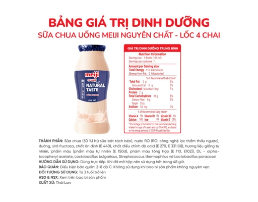 Lốc 4 Sữa Chua Uống Nguyên Chất 85ml Meiji ảnh 1