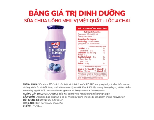 Lốc 4 Sữa Chua Uống Vị Việt Quất 85ml Meiji ảnh 1