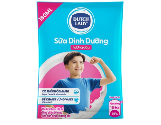 Sữa Tươi Tiệt Trùng Dutch Lady Cô Gái Hà Lan Hương Dâu Bịch 180ml Dutch Lady ảnh 0