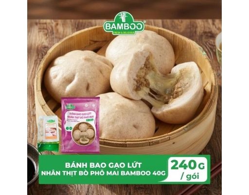 Bánh Bao Gạo Lứt Nhân Thịt Bò Phô Mai 220g Bamboo ảnh 2