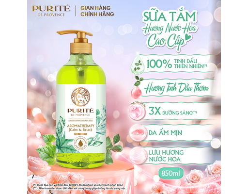 Sữa Tắm Thư Giãn Tinh Dầu Hương Thơm Aroma 850ml Purite ảnh 2