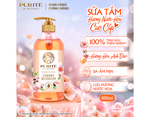Sữa Tắm Sáng Mịn Hương Hoa Anh Đào 1.1L Purite ảnh 1