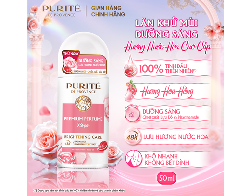 Lăn Khử Mùi Dưỡng Sáng Hương Hoa Hồng 50ml Purite ảnh 1