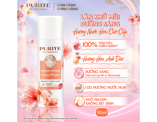 Xịt Khử Mùi Dưỡng Sáng Hương Anh Đào 140ml Purite ảnh 1