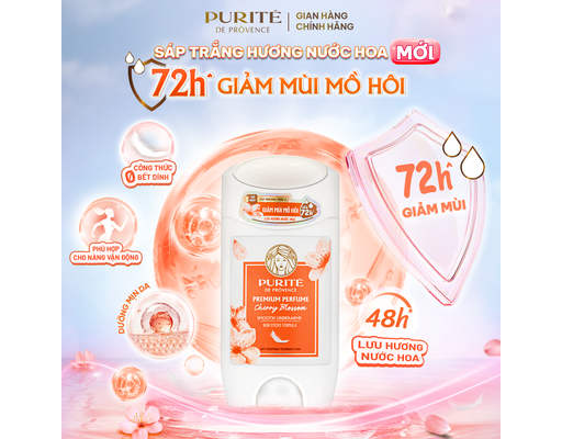 Sáp Khử Mùi Hương Nước Hoa Cao Cấp Dưỡng Mịn Hoa Anh Đào 70G (Sáp Trắng) Purite ảnh 2