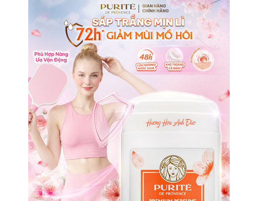 Sáp Khử Mùi Hương Nước Hoa Cao Cấp Dưỡng Mịn Hoa Anh Đào 70G (Sáp Trắng) Purite ảnh 3