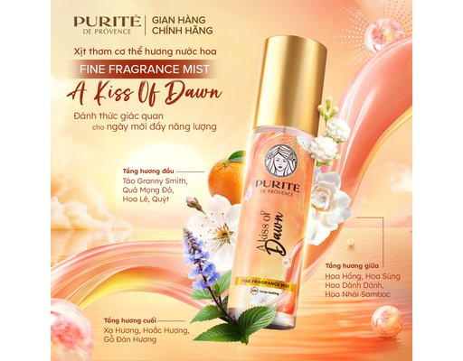 Xịt Thơm Body Mist Hương Nước Hoa Cao Cấp A Kiss Of Dawn 100ml Purite ảnh 1
