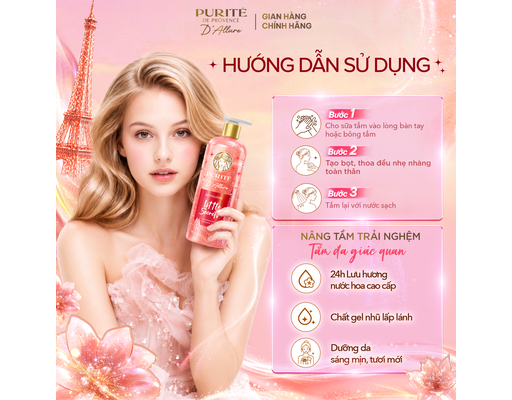 Sữa Tắm Nhũ Hương Nước Hoa D'Allure Tươi Mới Little Secrets 500ml Purite ảnh 5