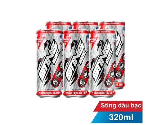 Lốc 6 Nước Tăng Lực Dâu Tây Đỏ Ít Đường 320ml Sting ảnh 0
