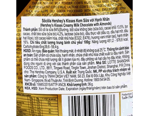 Socola Kisses Sữa Hạnh Nhân 36g Hershey's ảnh 2
