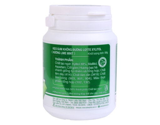 Kẹo Gum Xylito Không Đường Hương Lime Mint 58g Lotte ảnh 1