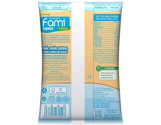 Sữa Đậu Nành Fami Canxi Ít Đường Bịch 200ml Fami ảnh 1