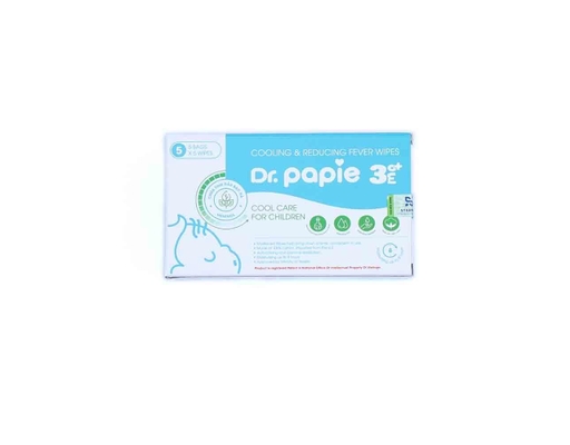 Khăn Lau Hạ Sốt Cho Bé 3M+ - 5 Túi x 5 Khăn Dr.Papie ảnh 0