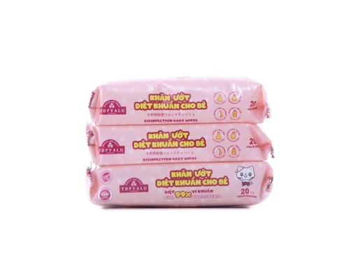 Lốc 3 Khăn Ướt Baby Meonchan - 20 Tờ/gói TOPVALU ảnh 0