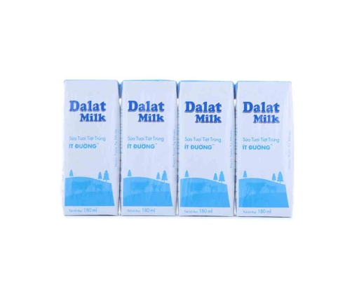 Lốc 4 Hộp Sữa Tươi Tiệt Trùng Ít Đường Dalatmilk 180ml Dalatmilk ảnh 0