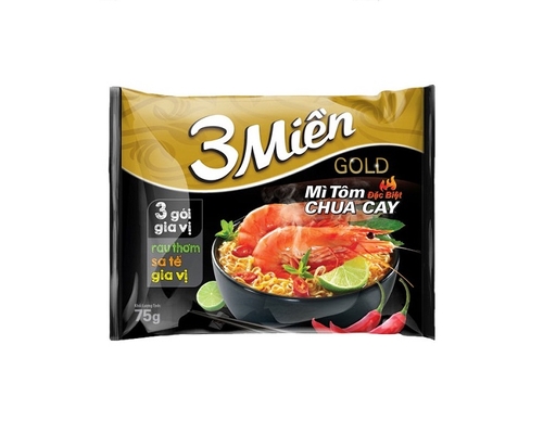 Mì 3 Miền Gold Tôm Chua Cay Đặc Biệt Gói 75G 3 Miền ảnh 0